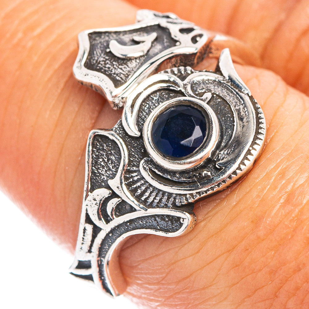 Blue Quartz Dainty Ring Size 8 Adjustable (.925 Sterling Silver)