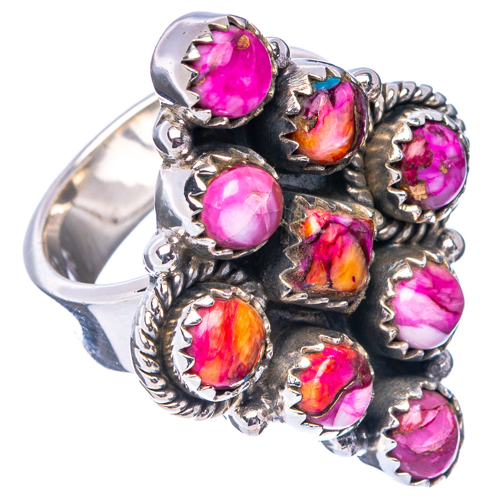 Exclusive Pink Dahlia Mohave Turquoise Ring Size 7 Adjustable (.925 Sterling Silver)