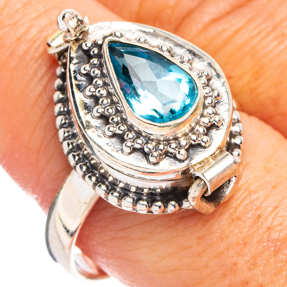 Blue Topaz Poison Ring Size 10 (.925 Sterling Silver)