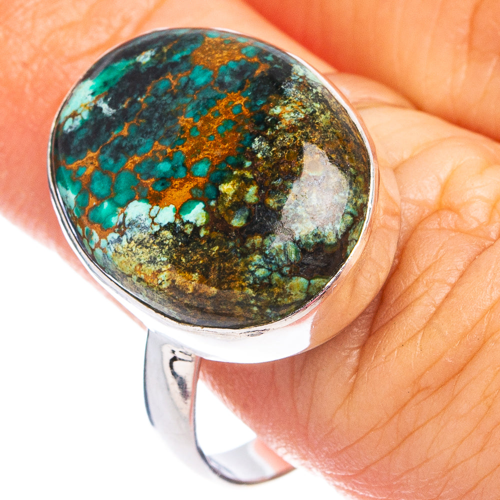 Hubei Spiderweb Turquoise Ring Size 9 (.925 Sterling Silver)