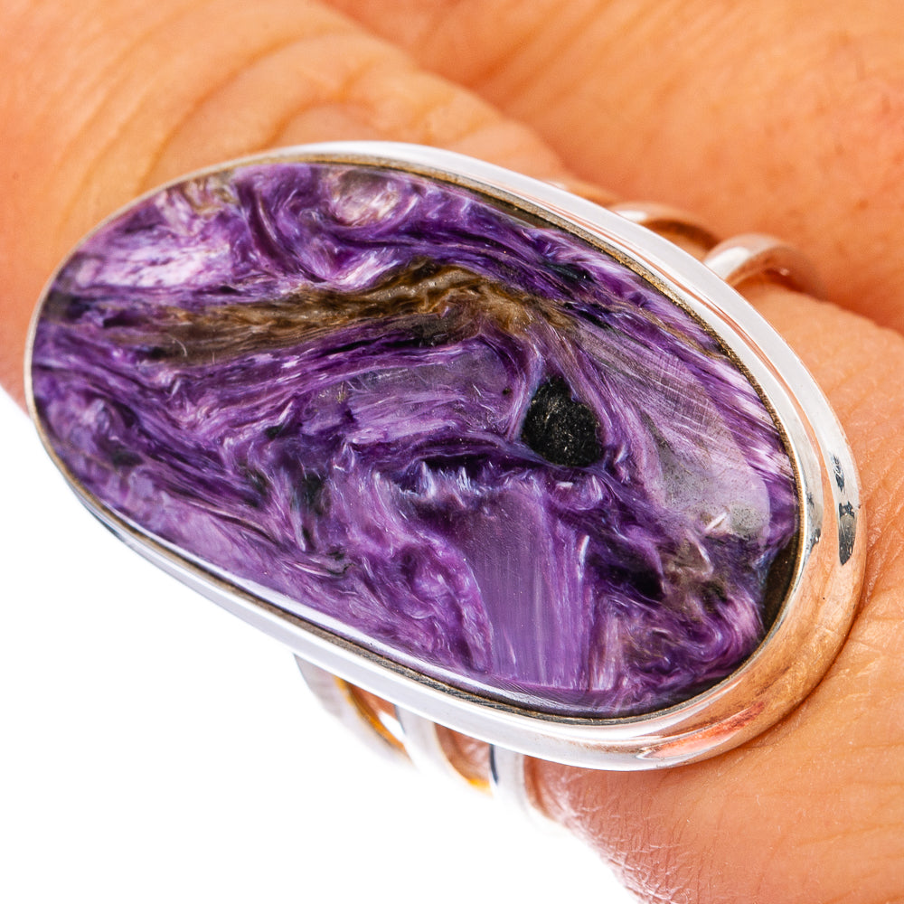 Large Charoite Ring Size 8.75 (925 Sterling Silver) R145316