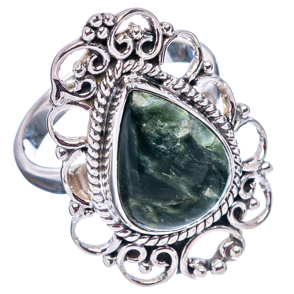 Premium Seraphinite Ring Size 7 (.925 Sterling Silver)