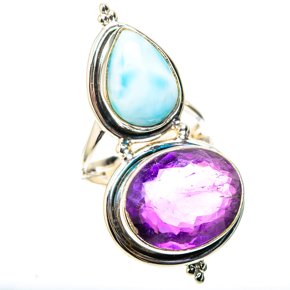 Large Amethyst, Larimar Ring Size 7.25 (925 Sterling Silver) RING138608