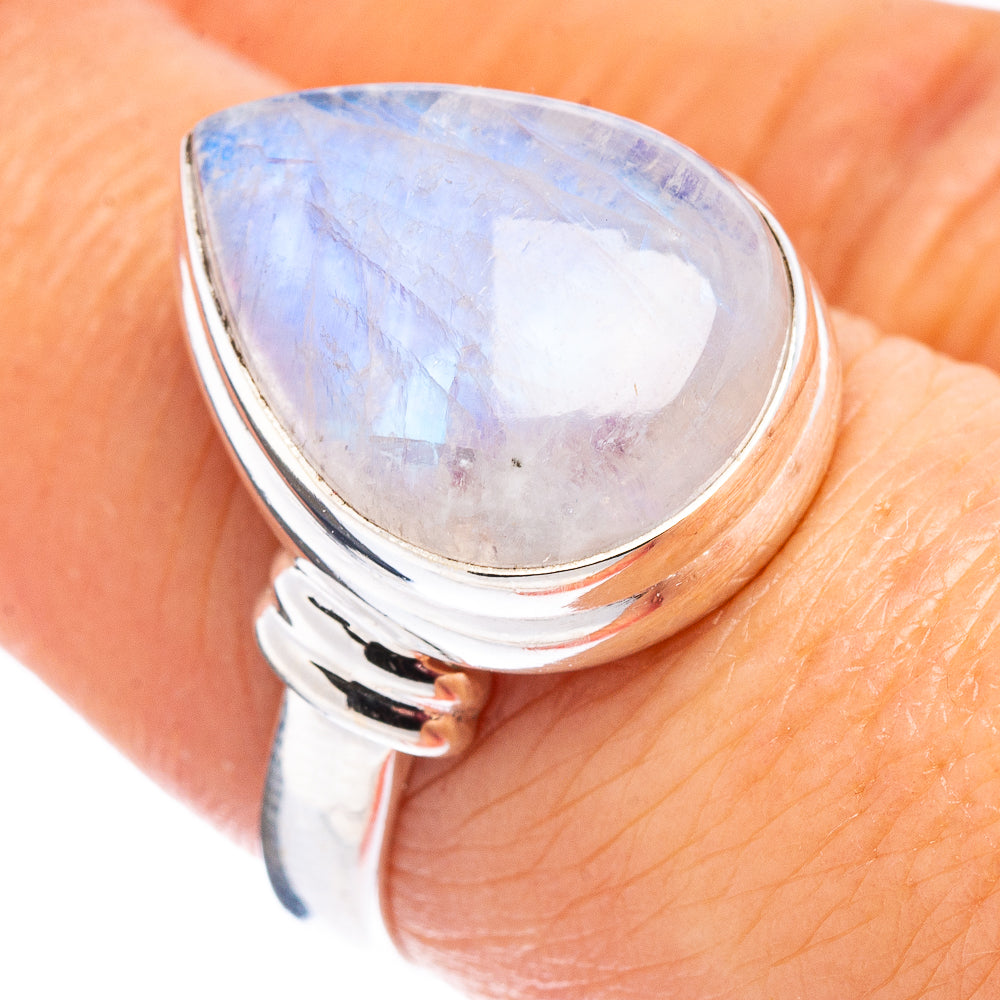 Rainbow Moonstone Ring Size 7.75 (.925 Sterling Silver)