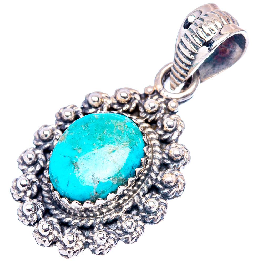 Mohave Turquoise Native Style Pendant 1 3/8" (.925 Sterling Silver)