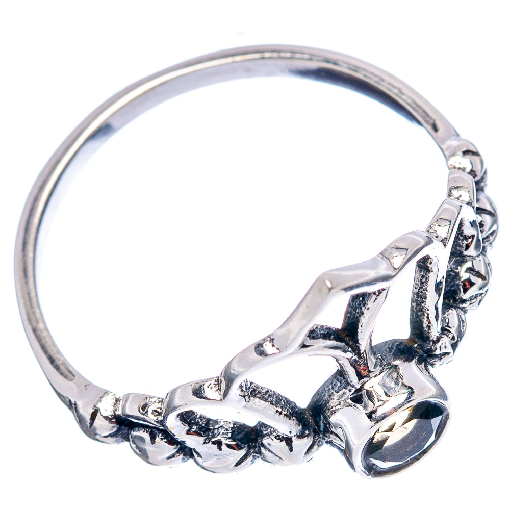 Citrine Crown Dainty Ring Size 7 (.925 Sterling Silver)