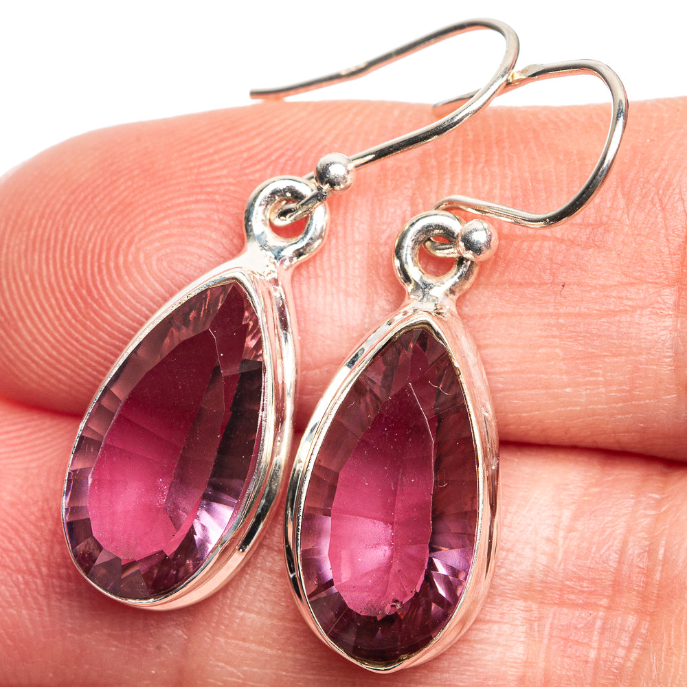 Faceted Color Change Alexandrite (Lab.) Earrings 1 3/8" (925 Sterling Silver) E432646