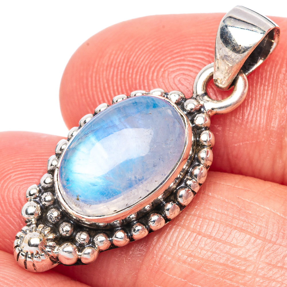 Rainbow Moonstone Pendant 1 1/4" (925 Sterling Silver) P42471