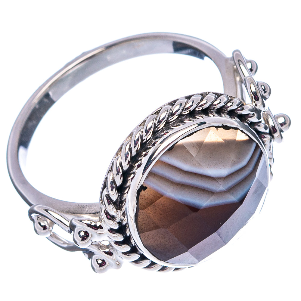 Premium Botswana Agate Ring Size 6.75 (.925 Sterling Silver)