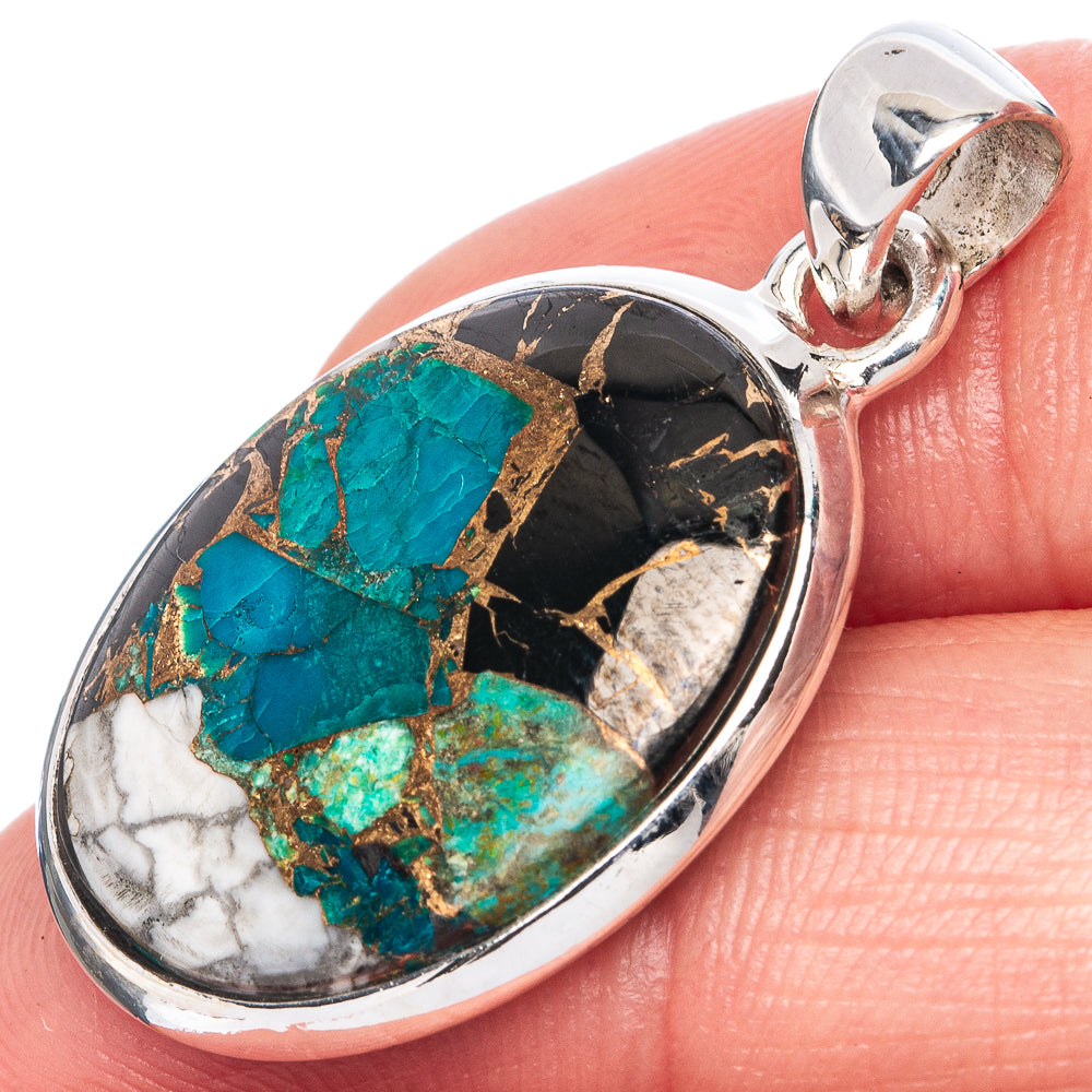 Chrysocolla Howlite Pendant 1 3/8" (925 Sterling Silver) P41425