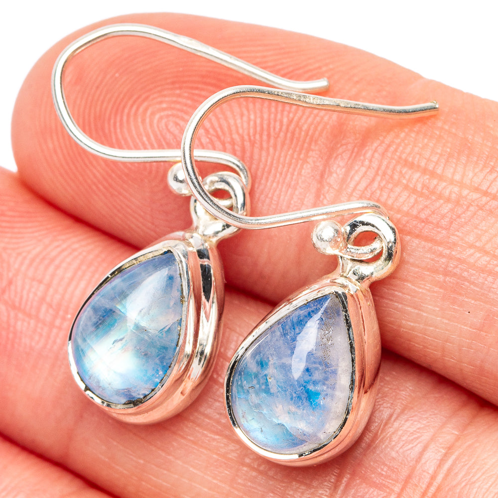 Rainbow Moonstone Earrings 1 1/8" (925 Sterling Silver) E2557