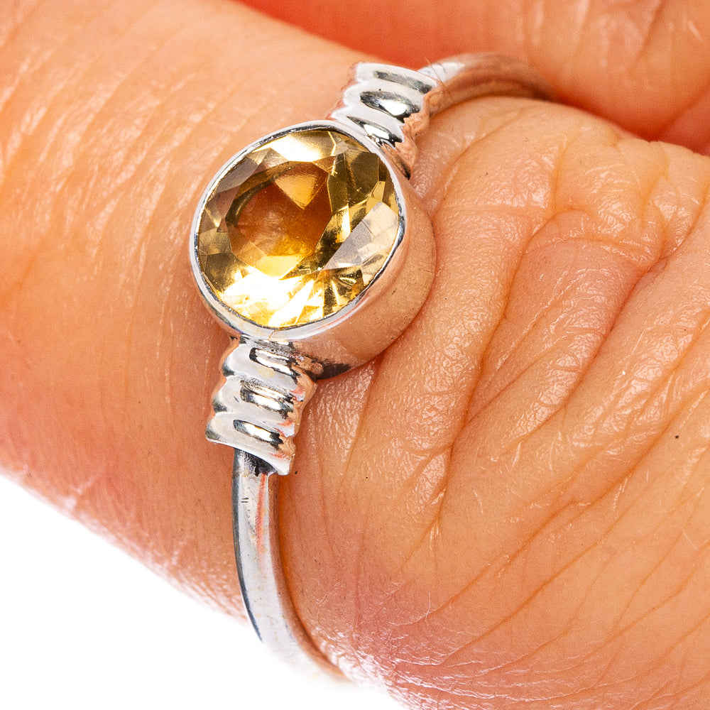 Faceted Citrine Dainty Ring Size 6 (925 Sterling Silver) R1089