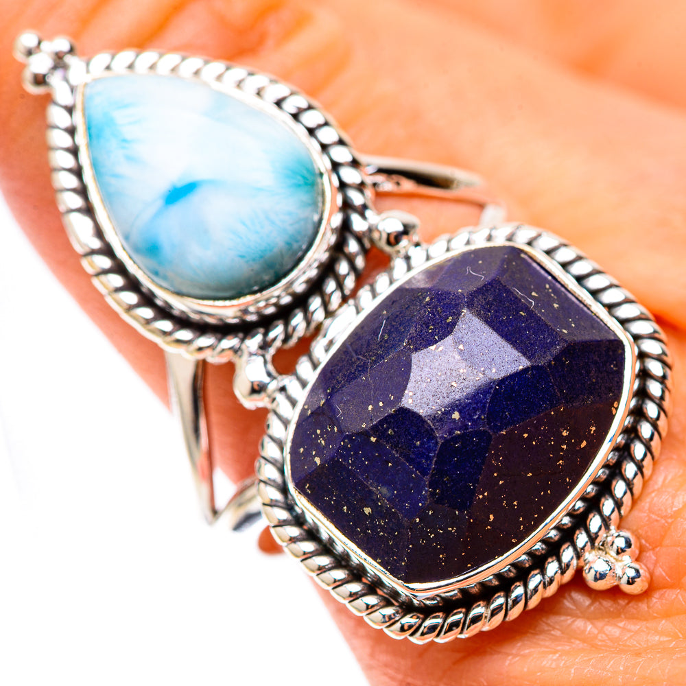 Large Lapis Lazuli, Larimar 925 Sterling Silver Ring Size 10 (925 Sterling Silver) RING139473