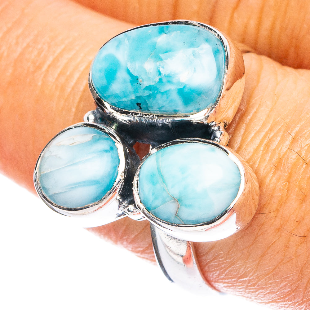 Larimar 925 Sterling Silver Ring Size 9 (925 Sterling Silver) R6114