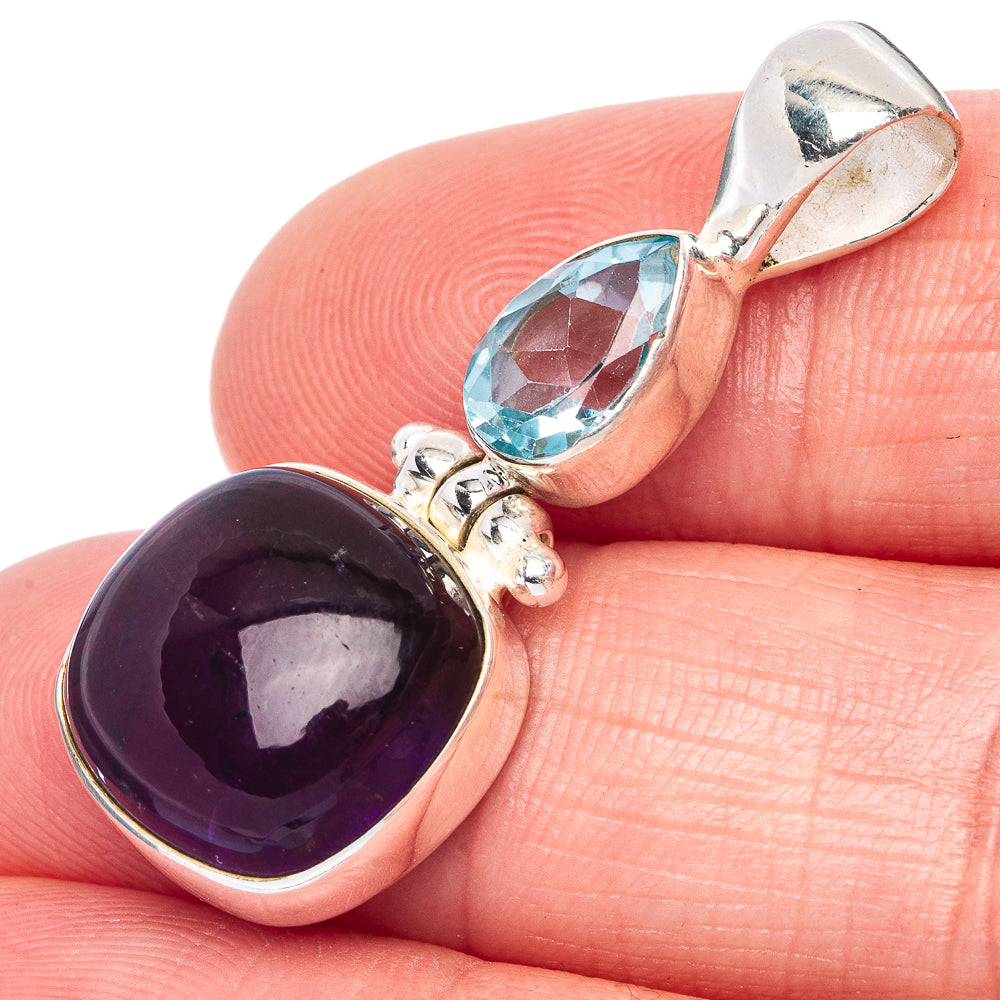 Amethyst, Blue Topaz Pendant 1 3/8" (925 Sterling Silver) P41142