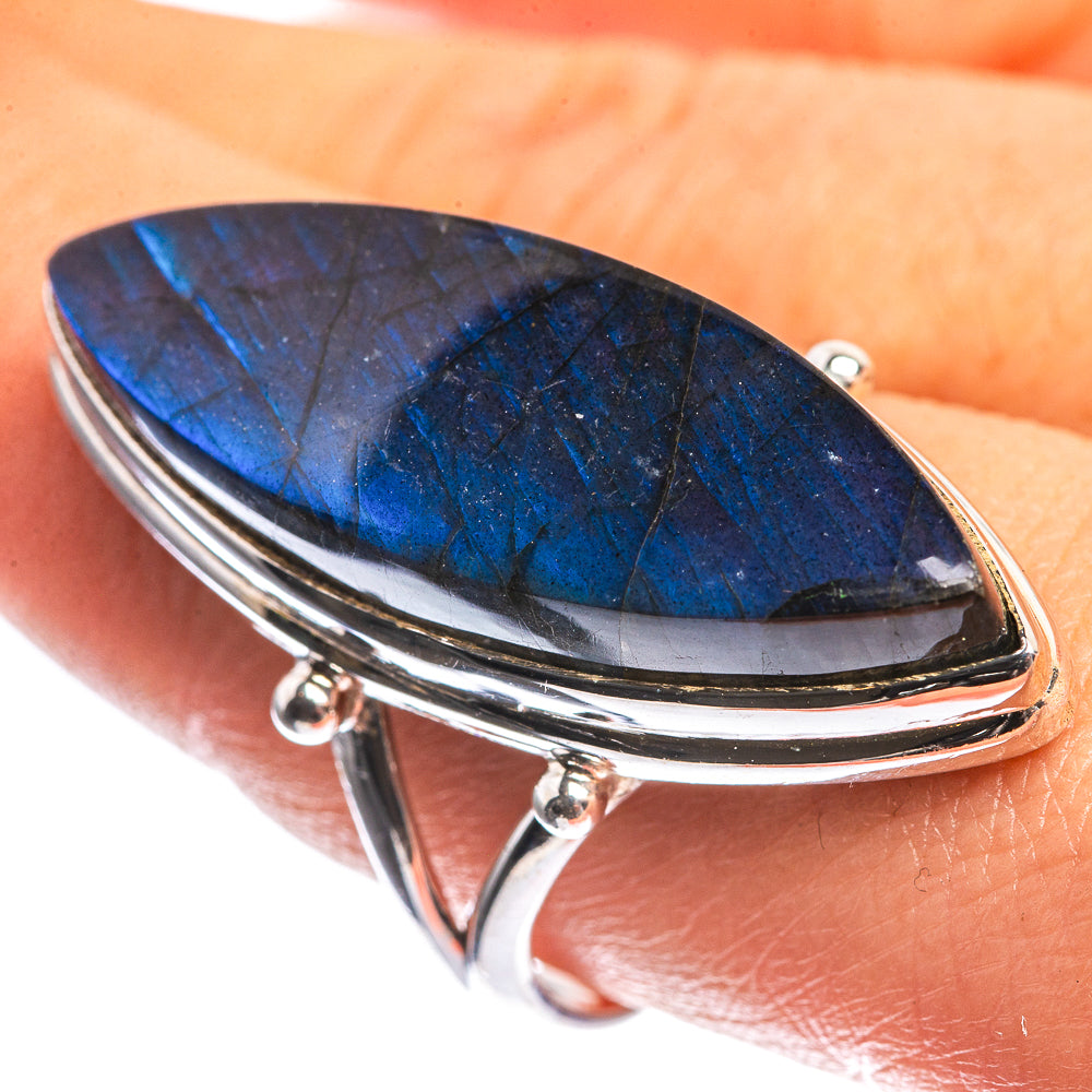 Large Labradorite 925 Sterling Silver Ring Size 9.5