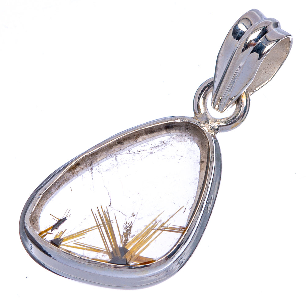 Rare Half Star Rutilated Quartz Pendant 1 1/4" (925 Sterling Silver) P40380
