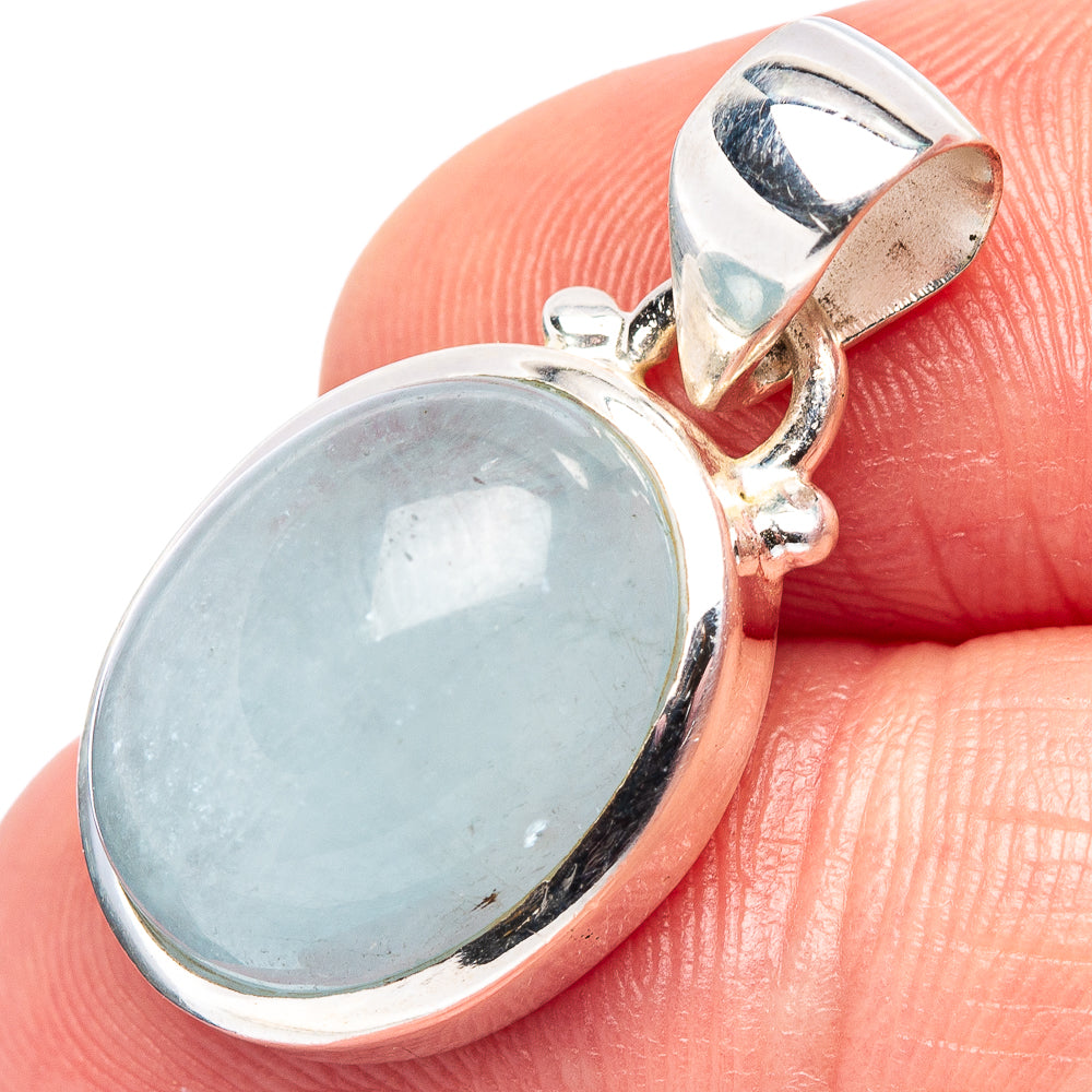 Aquamarine Pendant 1 1/8" (.925 Sterling Silver)