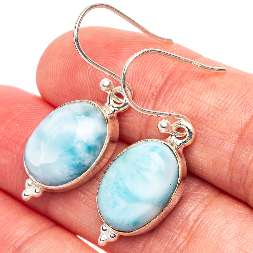 Larimar Earrings 1 3/8" (925 Sterling Silver) E1917