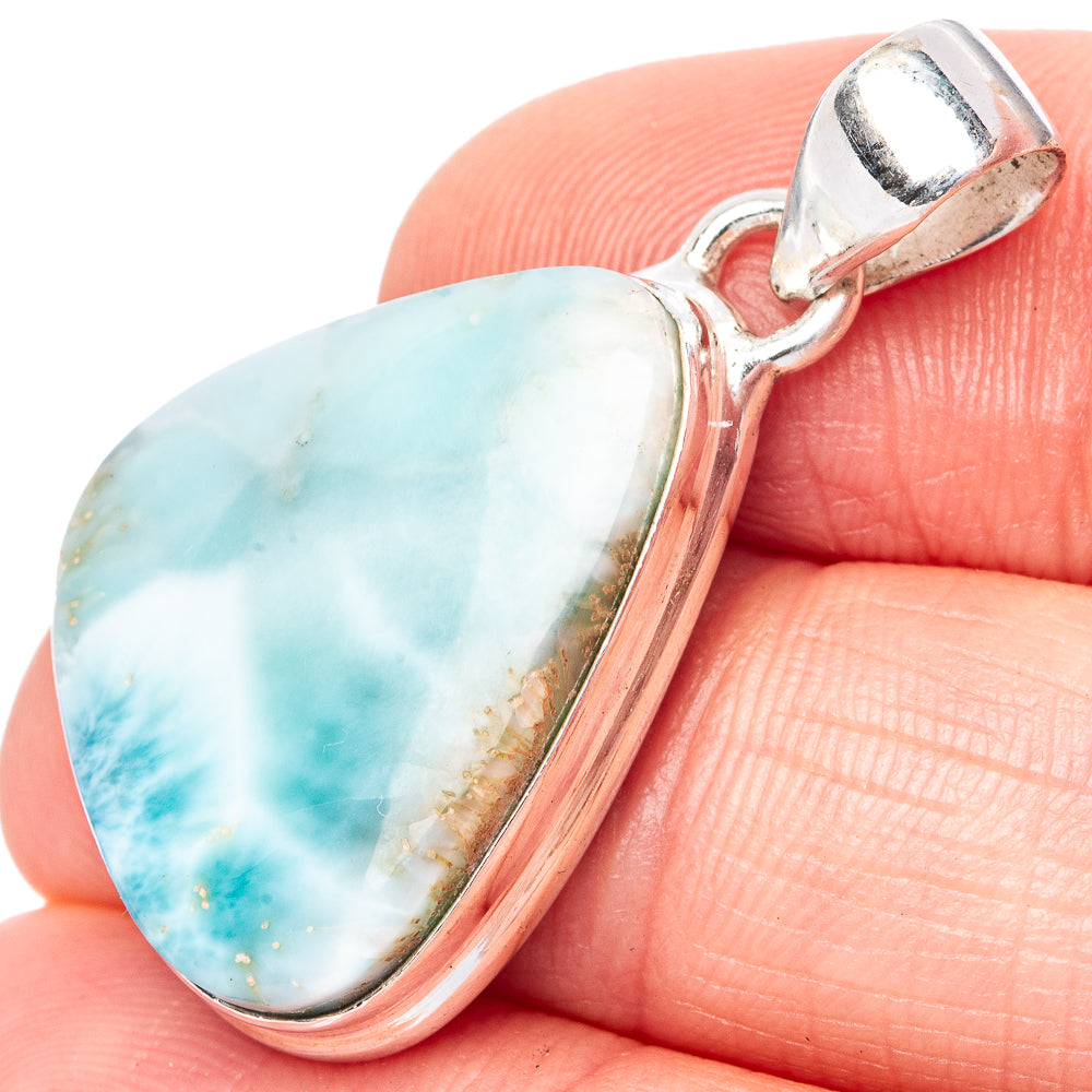 Larimar 925 Sterling Silver Pendant 1 3/8" (925 Sterling Silver) P42681
