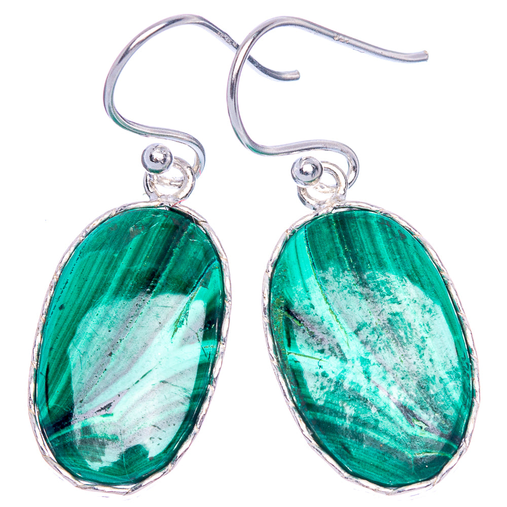 Malachite Earrings 1 3/8" (925 Sterling Silver) E1140