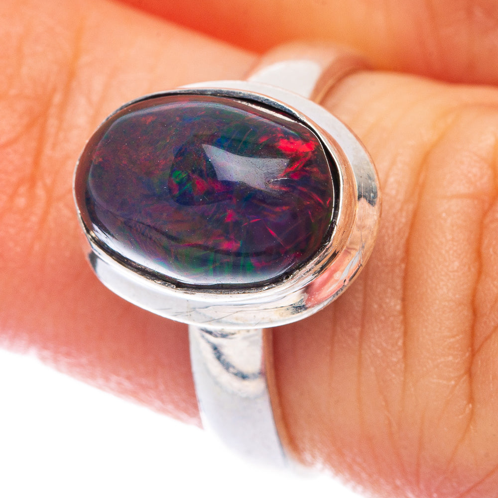 Black Opal Ring Size 5.75 (925 Sterling Silver) R144856