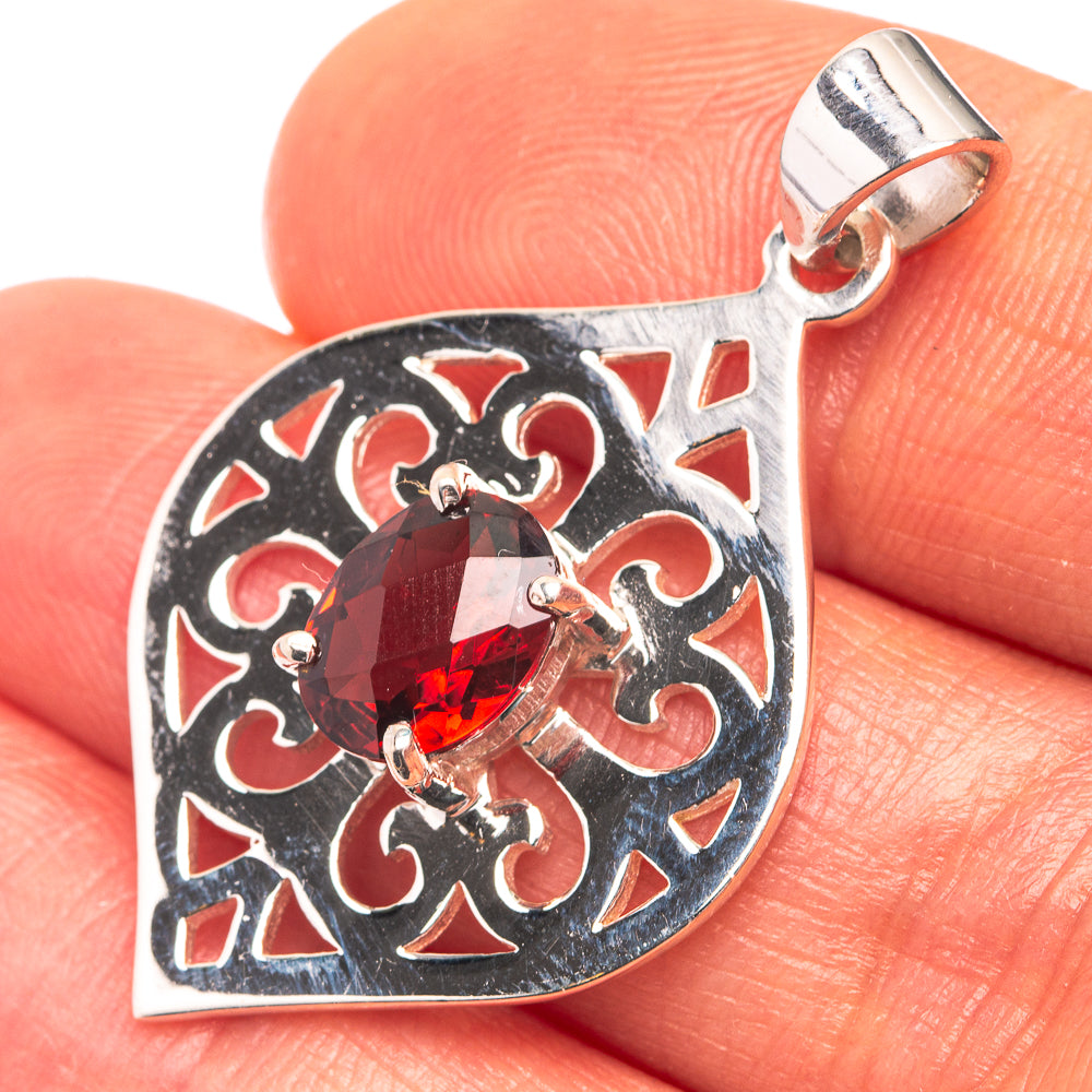 Premium Signature Garnet Pendant 1 3/8" (925 Sterling Silver) P38756