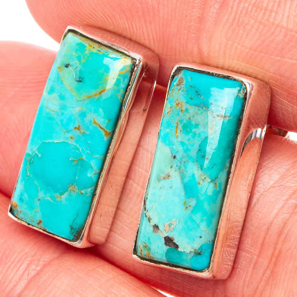 Kingman Turquoise Earrings 3/4" (.925 Sterling Silver)