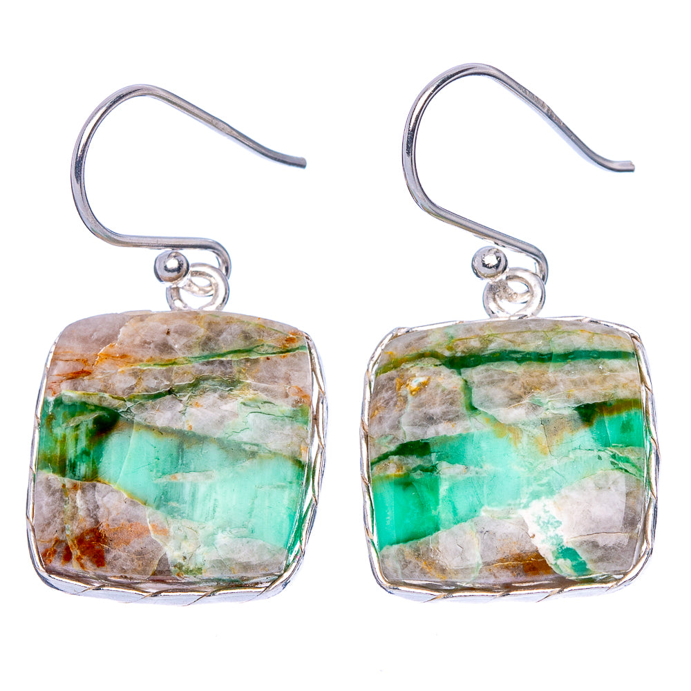 Boulder Chrysoprase Earrings 1 1/4" (925 Sterling Silver) E1752