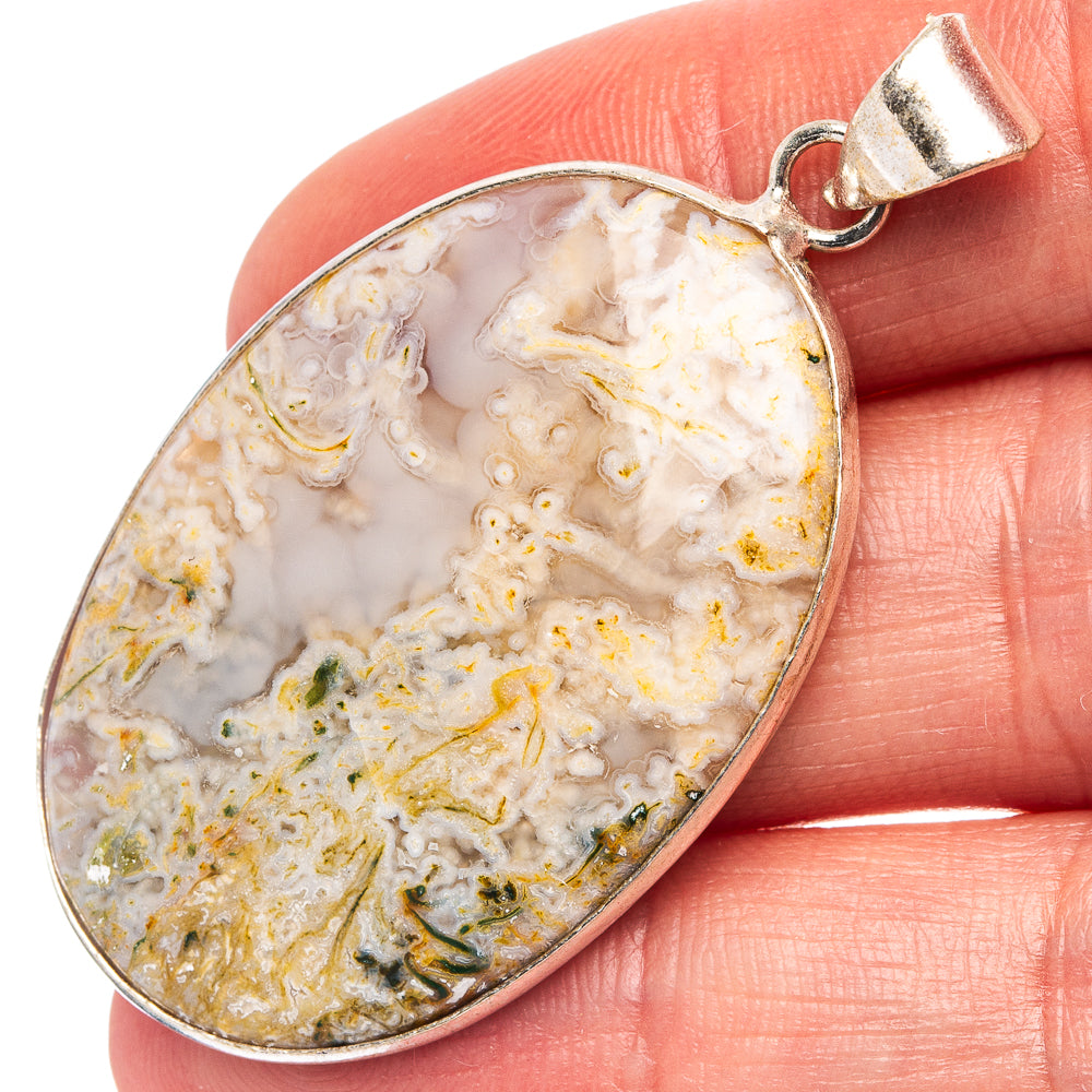 Moss Agate Pendant 2" (Silver Plated)