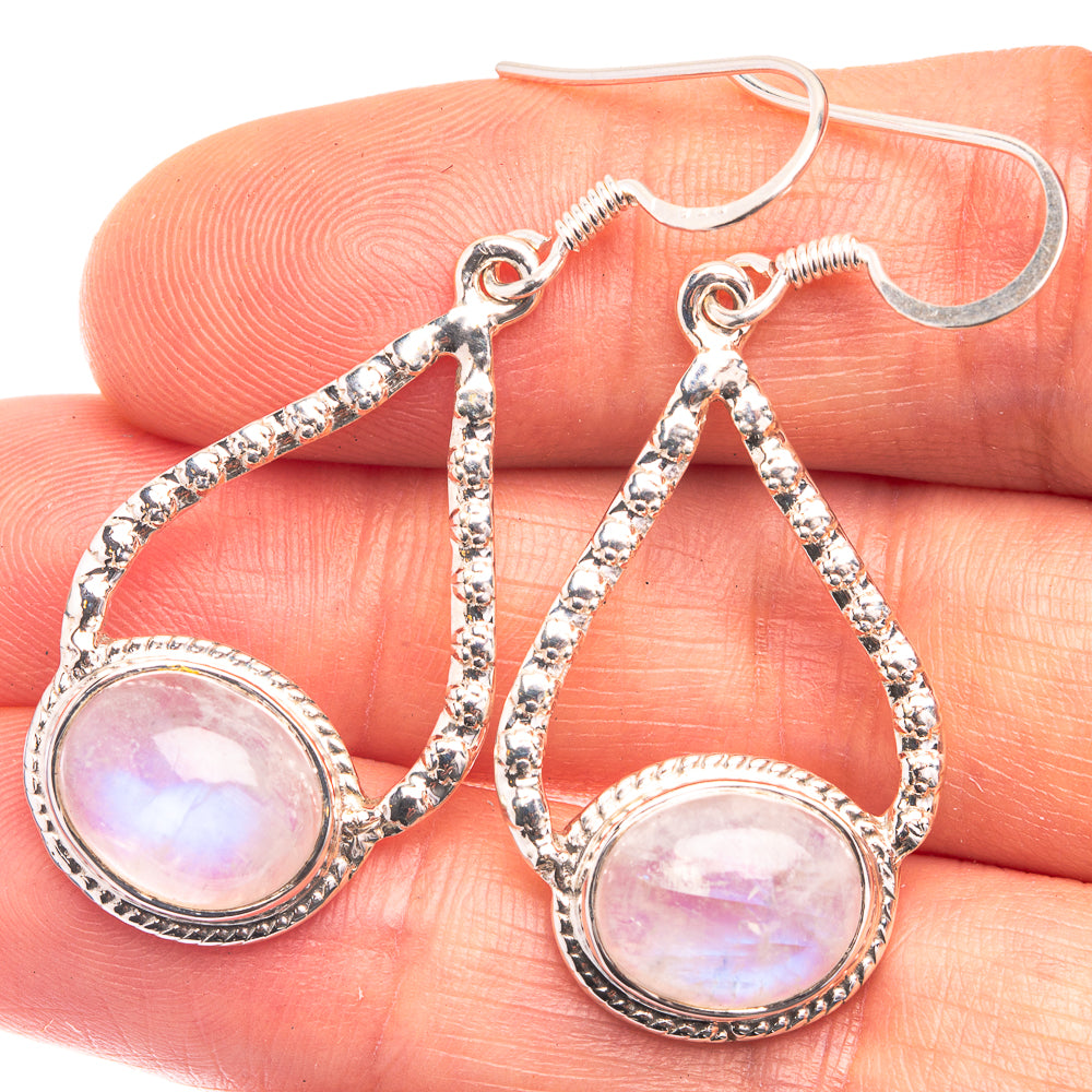 Premium Rainbow Moonstone Earrings 1 3/4" (925 Sterling Silver) E432367