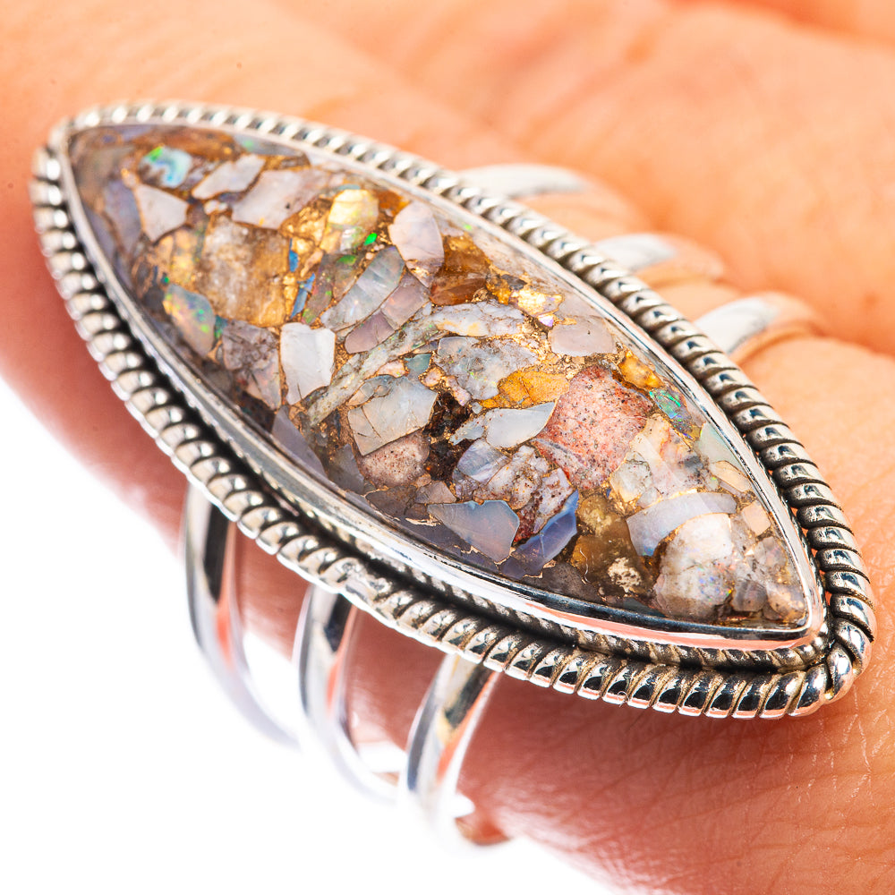 Large Copper Composite Rainbow Moonstone Ring Size 9.75 (925 Sterling Silver) RING143359