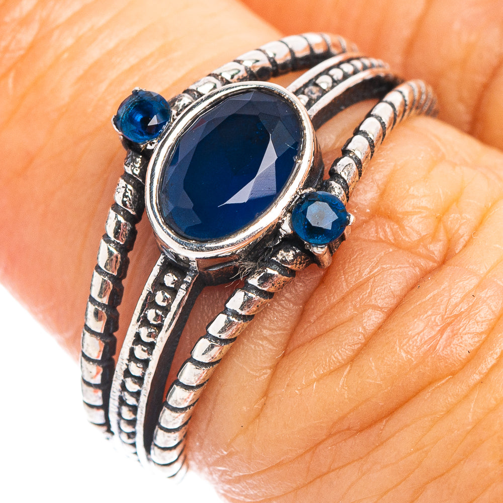 Blue Quartz Dainty Ring Size 6.5 (.925 Sterling Silver)