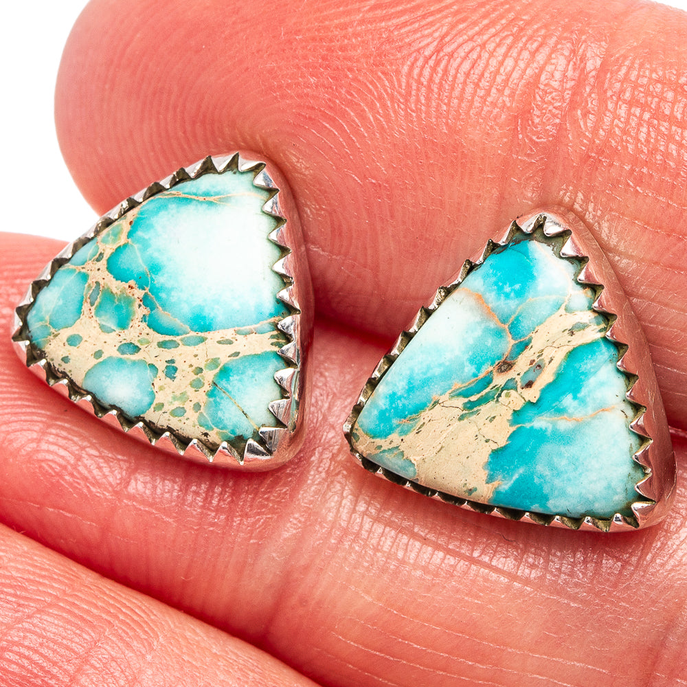 Blue Imperial Jasper Earrings 1/2" (.925 Sterling Silver)