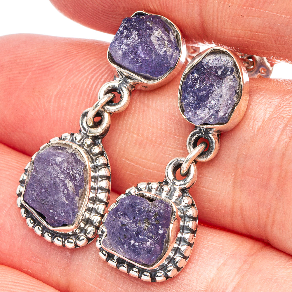 Tanzanite 925 Sterling Silver Earrings 1" (925 Sterling Silver) E2136