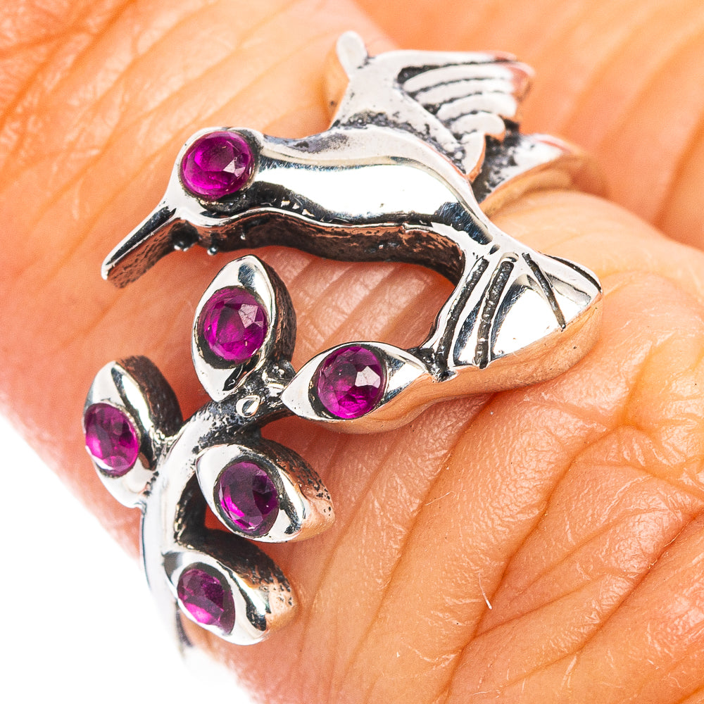 Pink Cubic Zirconia Hummingbird Dainty Ring Size 5.5 (.925 Sterling Silver)