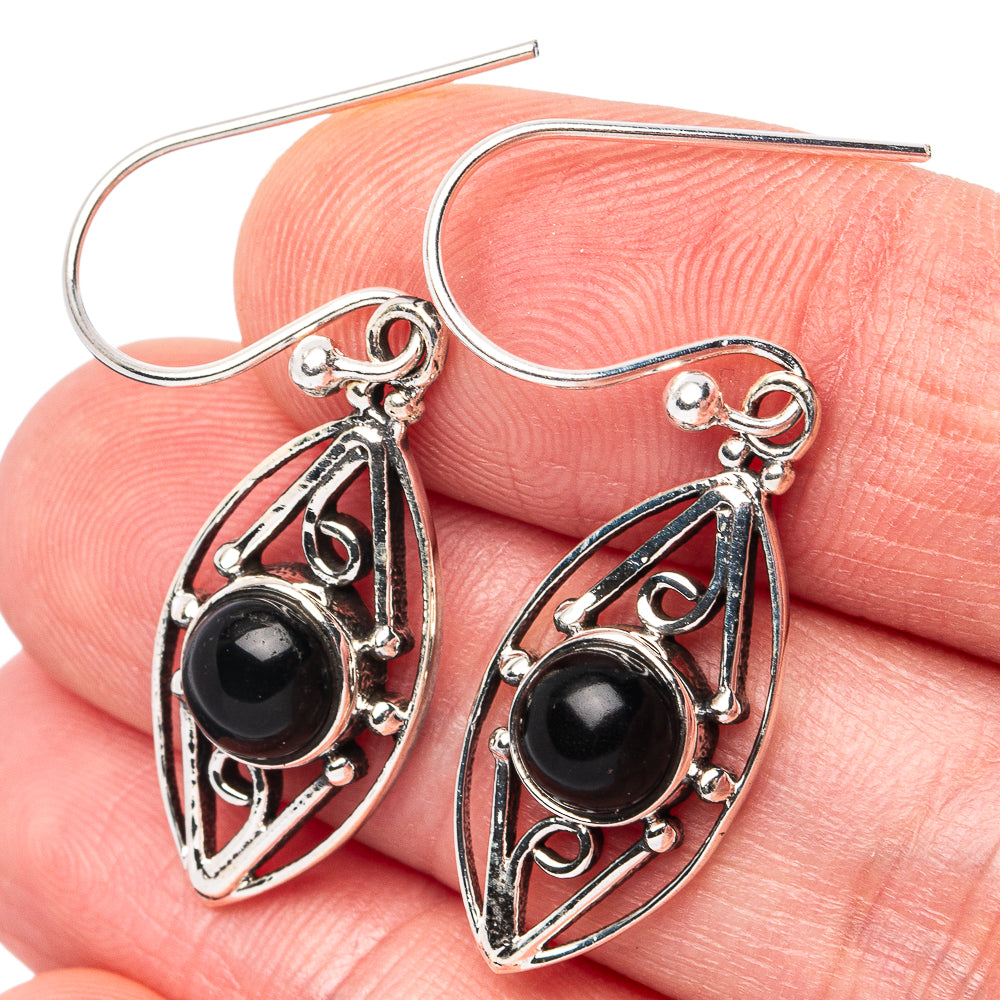 Black Onyx Earrings 1 1/2" (925 Sterling Silver) E3091