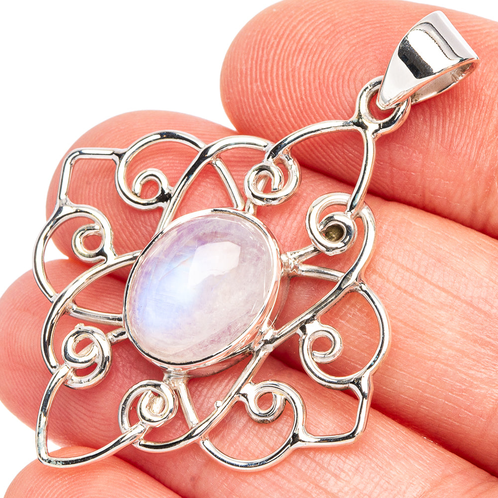 Rainbow Moonstone 925 Sterling Silver Premium Pendants 1 3/4" (925 Sterling Silver) P43705
