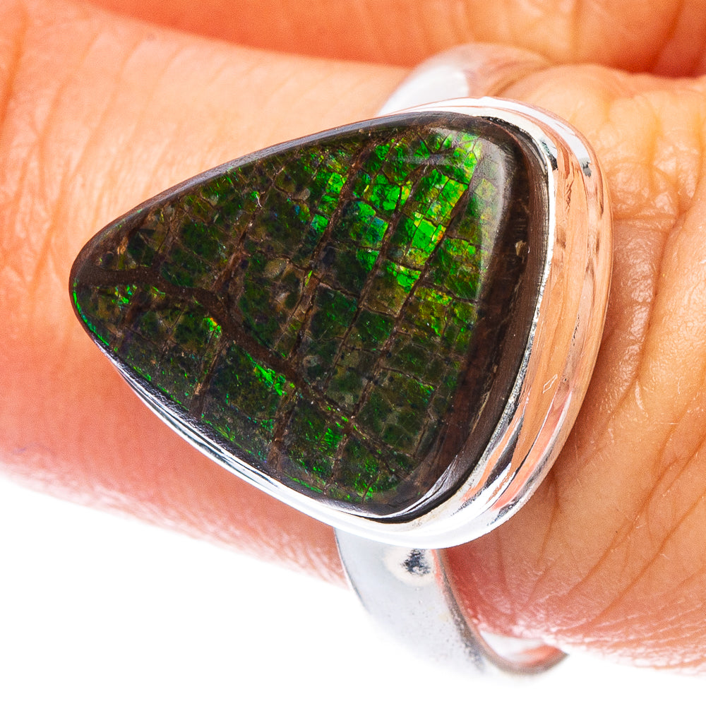 Rare Ammolite Ring Size 8 (925 Sterling Silver) R7201