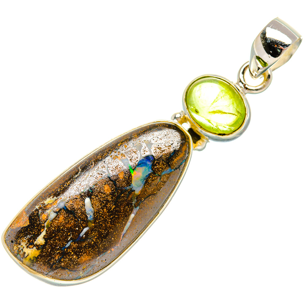 Boulder Opal, Prehnite Pendant 2" (925 Sterling Silver) PD37920