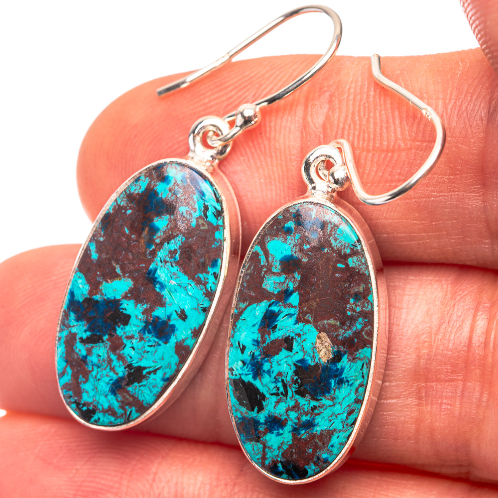 Shattuckite Earrings 1 1/2" (925 Sterling Silver) E432285