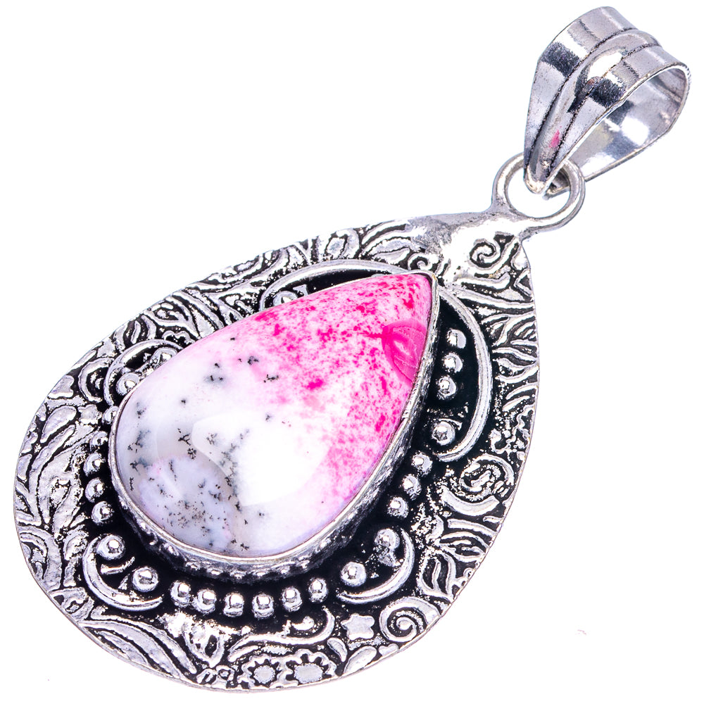 Pink Dendritic Opal Pendant 2 1/8" (German Silver)