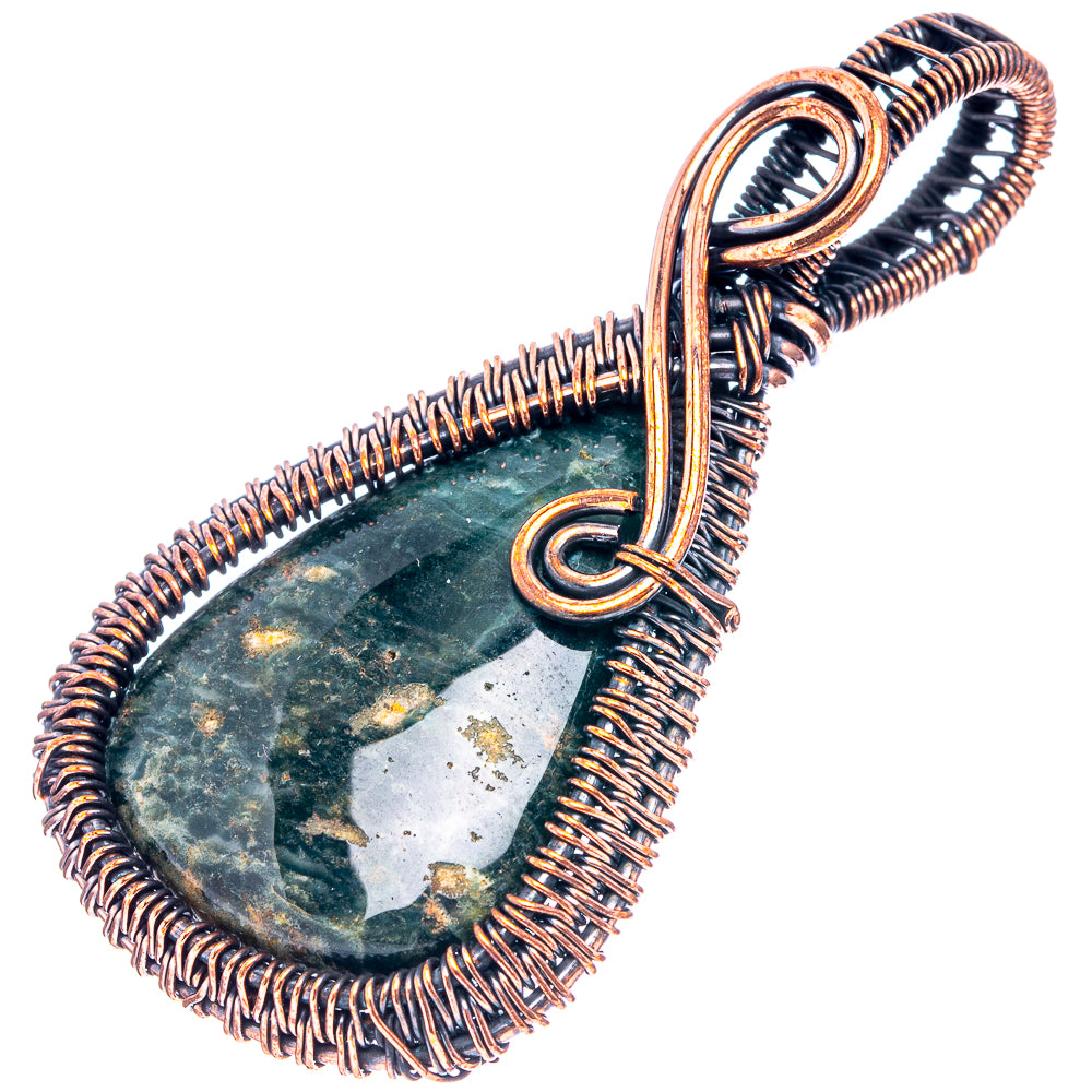 Ocean Jasper Wire Wrap Pendant 2 3/8" (Oxidized Copper)