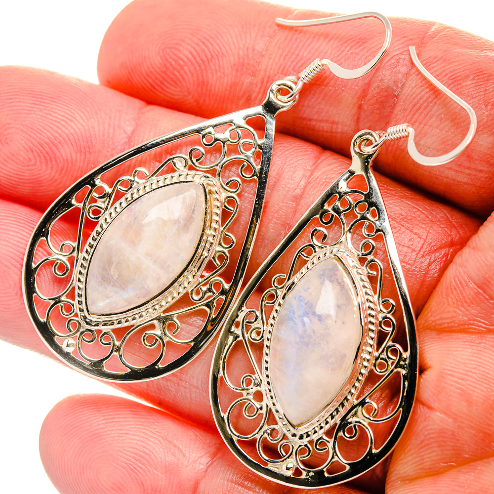 Signature Rainbow Moonstone 925 Sterling Silver Earrings 2 1/4" (925 Sterling Silver) EARR431959