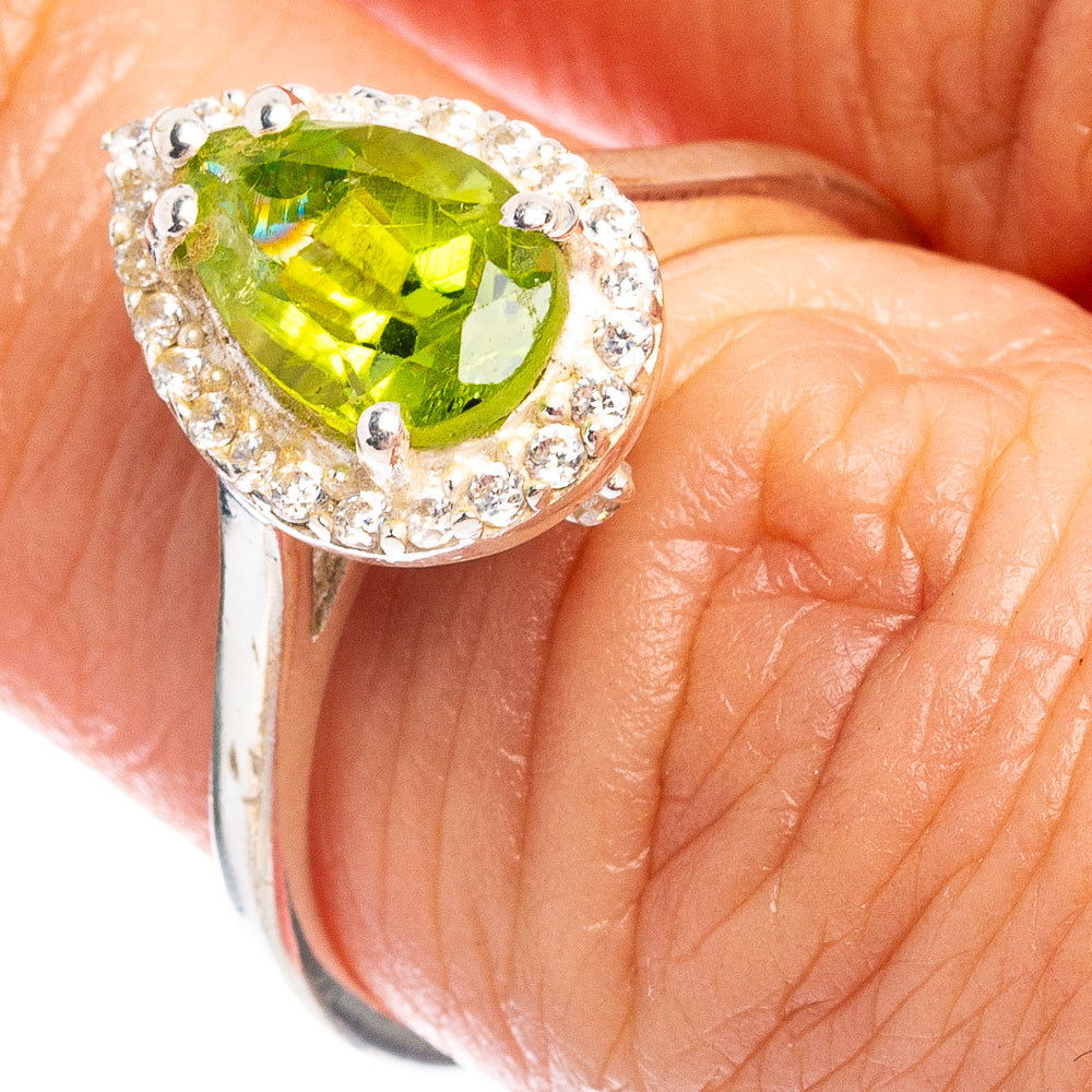 Peridot, Cubic Zirconia Ring Size 7 (.925 Sterling Silver)