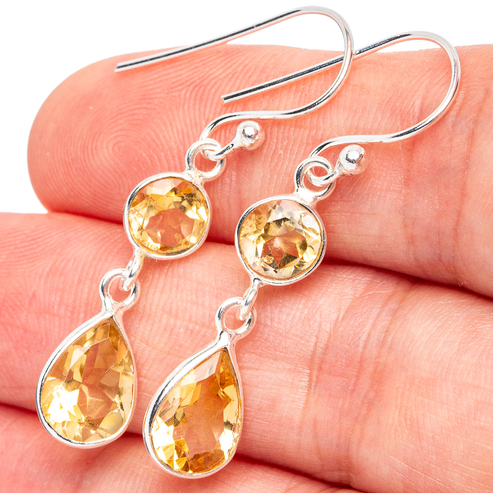 Citrine Earrings 1 1/2" (925 Sterling Silver) E3045
