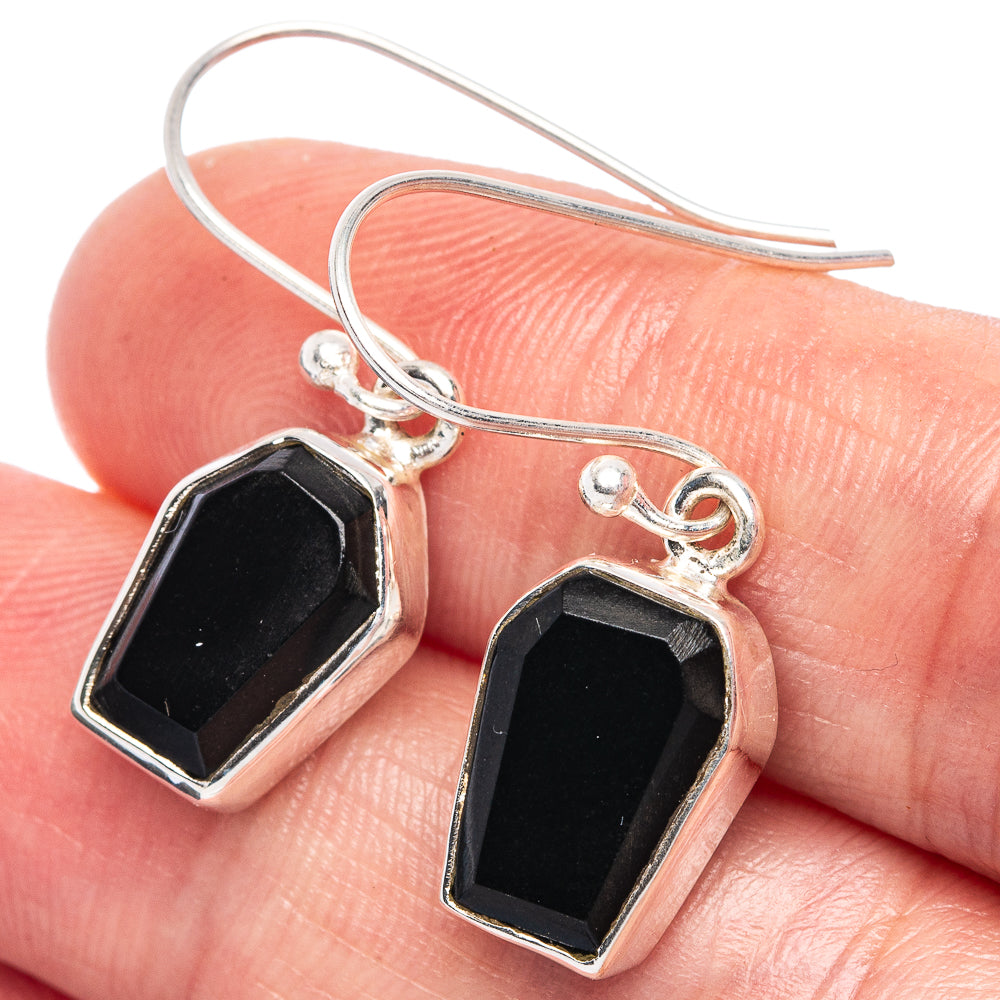 Black Onyx Earrings 1 1/4" (925 Sterling Silver) E433360