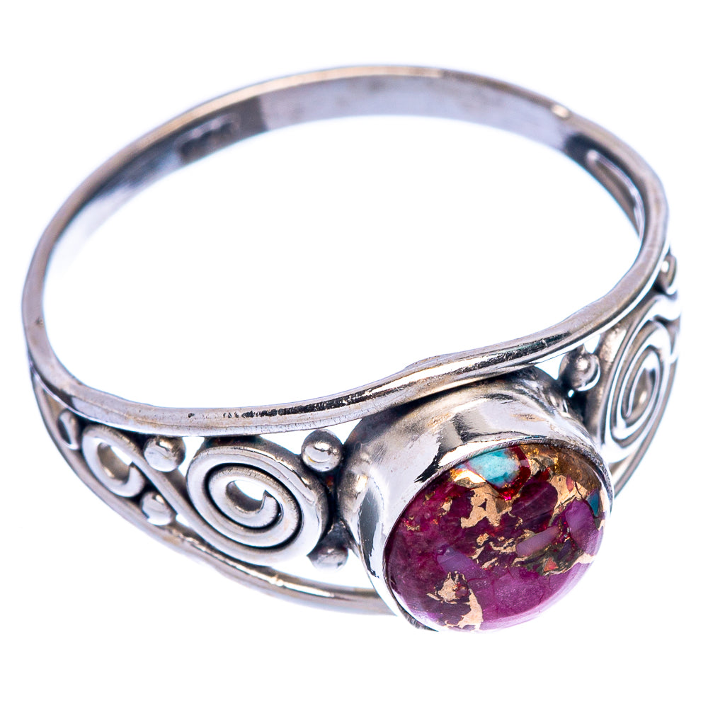 Purple Copper Composite Turquoise Dainty Ring Size 7 (925 Sterling Silver) R145668
