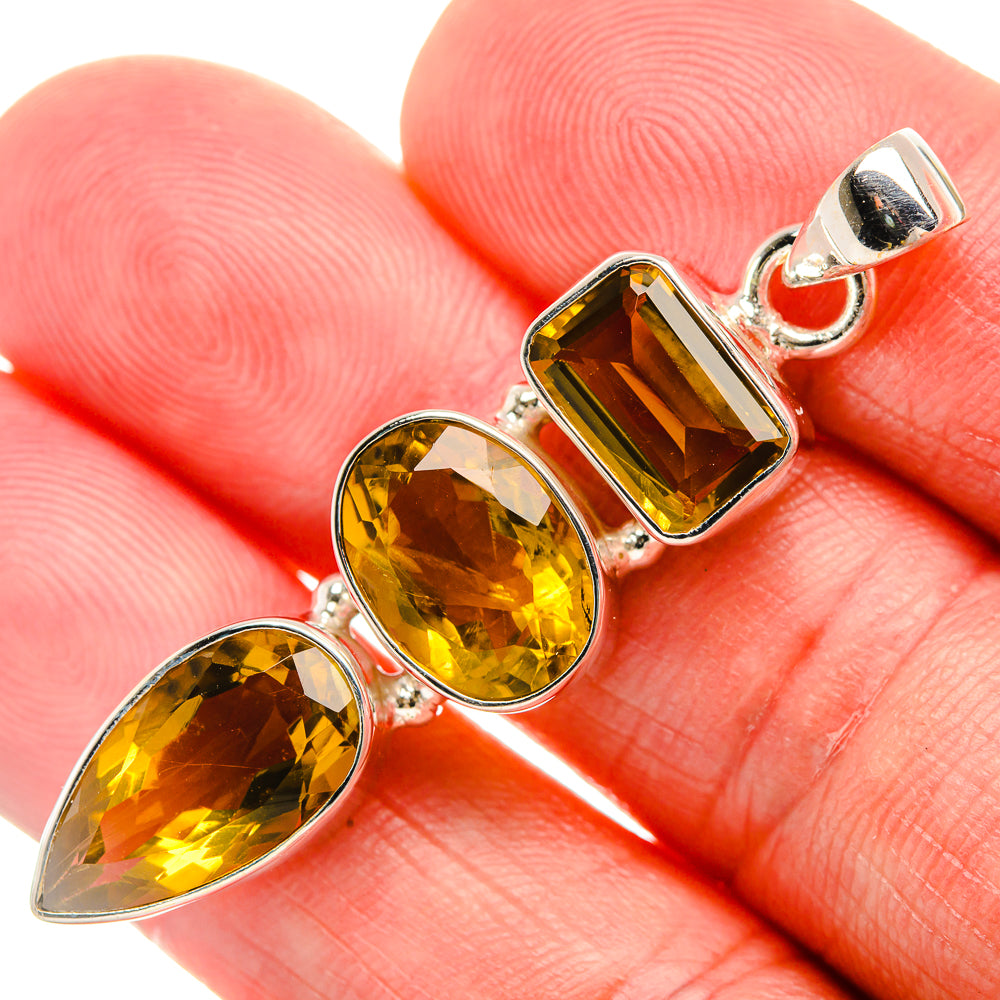 Faceted Citrine Pendant 2" (925 Sterling Silver) PD38121