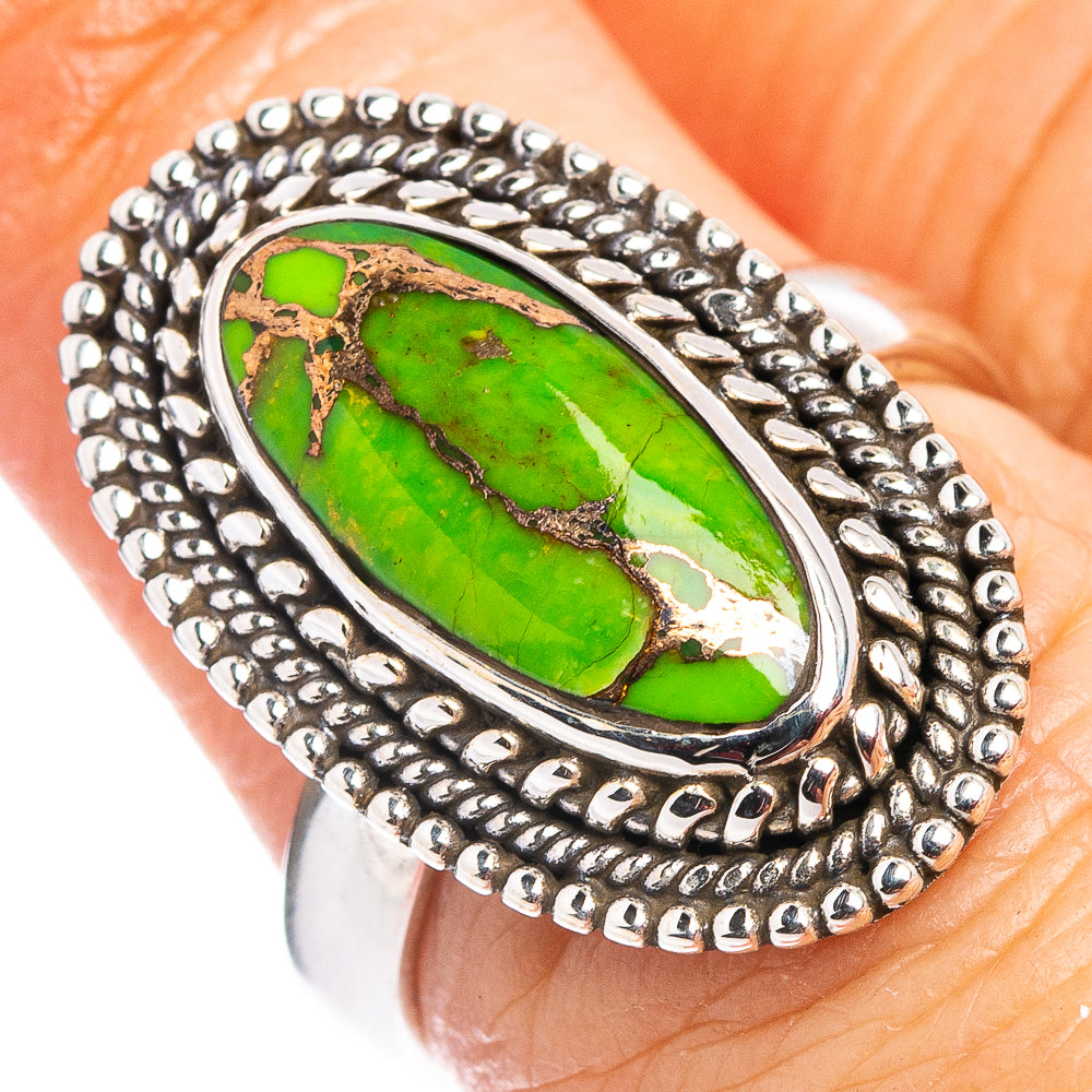 Green Copper Turquoise Ring Size 6.75 (.925 Sterling Silver)